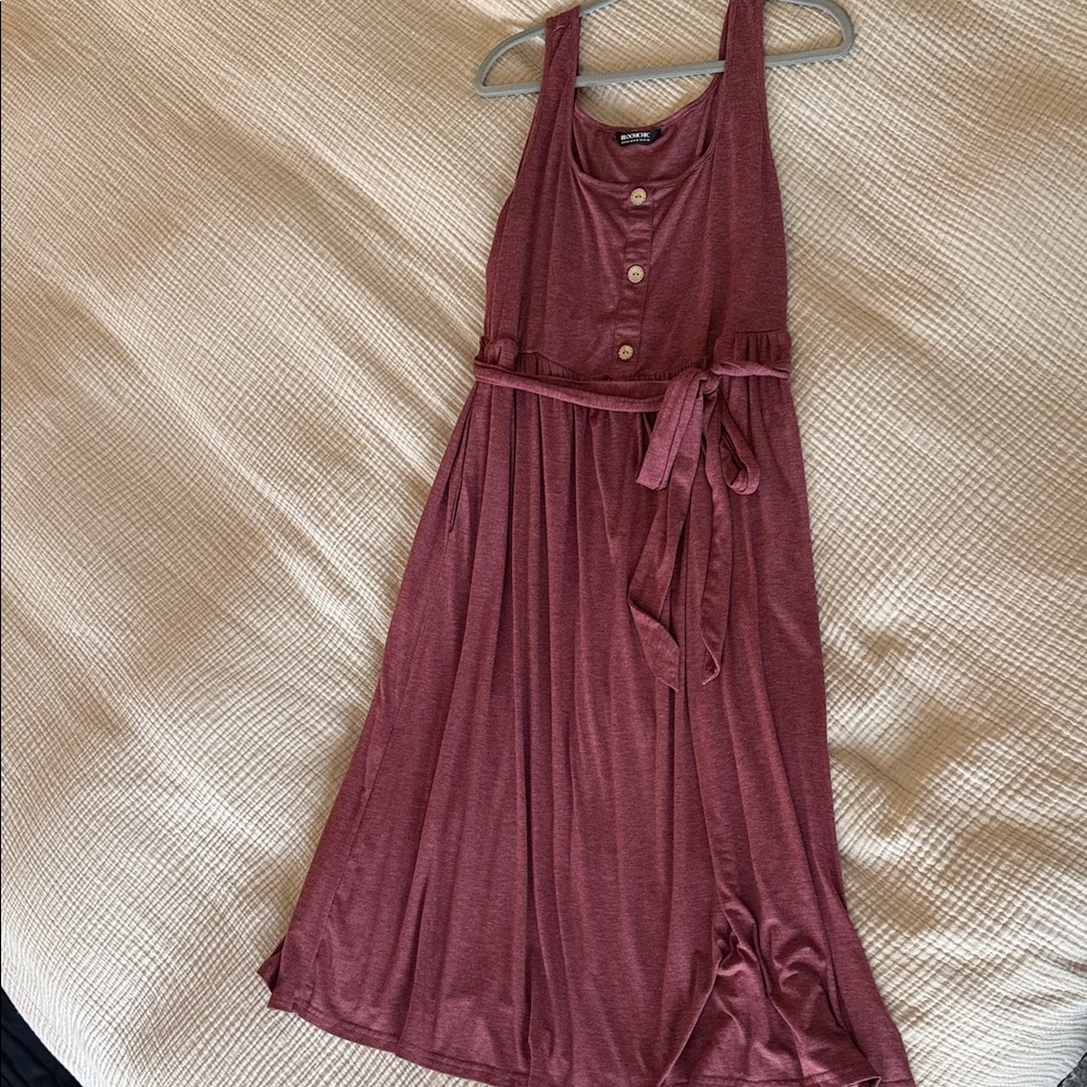 BloomChic Mauve Tank Midi Dress with Belt